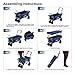 ENKEEO Collapsible Push Wagon Folding Beach Cart Utility Pull Garden Wagon with Removable Canopy, Large Wheels and Tilting Handle for Camping Picnic Park Sporting Events Concerts Shopping (Navy)