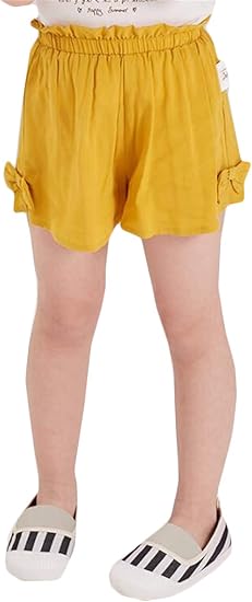 ジュンィ ガールズ ショートパンツ 短パン 綿麻 夏 女の子 ジーパン リボン ワイドパンツ ゆったり ファッション ショーパン 薄手 パンツ 通販 Amazon