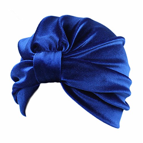 Qhome Turban Indian Caps Celeb Style Neon Headband Vintage Double Stretch Velvet Turban Head Wrap