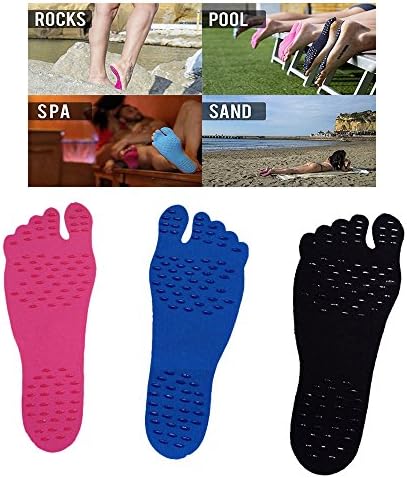 StarForest 3 Pairs Barefoot Beach Invisible Shoes Beach Insole Nakefit Portable Foot Stickers Men & Women General Waterproof Non-Slip