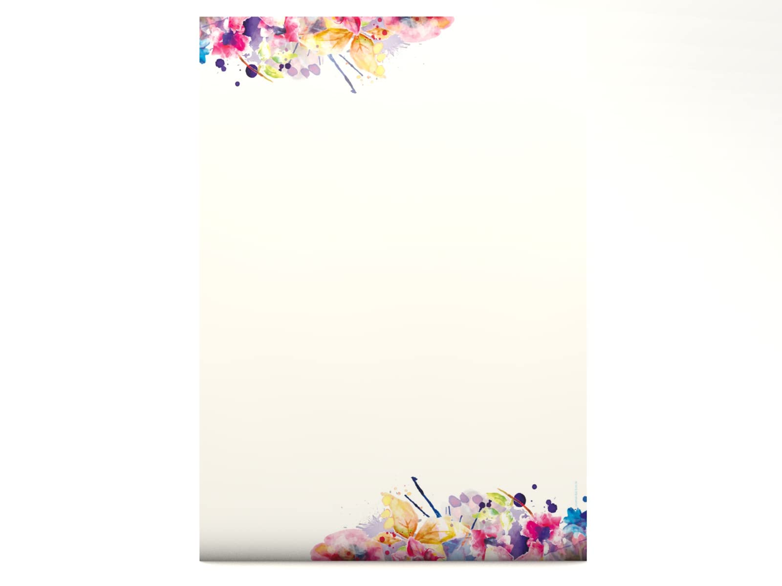 Floral Watercolour Design Writing Paper Colourful Flowers - 100 Sheets of Writing Paper
