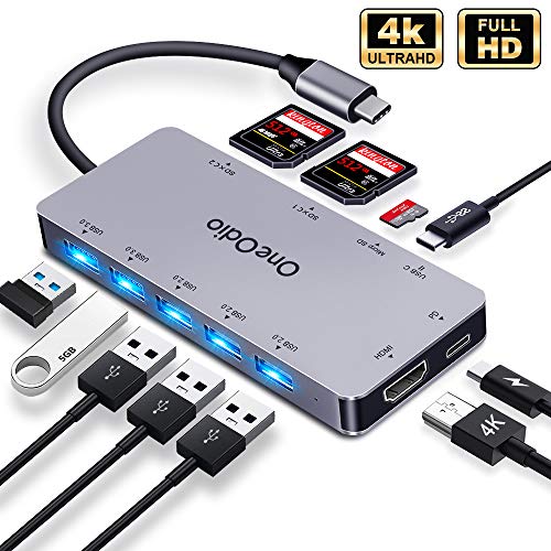 USB C Hub, 11 in 1 USB Type C Multiport Adapter with PD Charging Port,4K USB C to HDMI,5 USB Ports,MicroSD/SDXC Card Reader Compatible for MacBook,ChromeBook,Nintendo Switch and Type C Laptops
