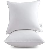 Leeden 20 x 20 Pillow Inserts (Set of 2) - Throw Pillow Inserts with 100% Cotton Cover - 20 Inch Square Decorative Pillows for Sofa, Couch, Bed and Home Decor