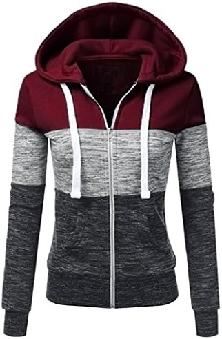 Women Coat Hot Sale New Fashion Autumn Girls Casual Long Sleeve Thin Zip Contrast Hood Hoodies Jacket Coat by Neartime (xl, Red)