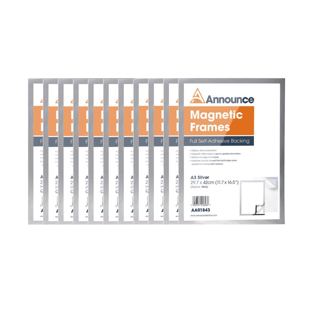 Announce Magnetic Frame A3 Silver (Pack of 10) AA01845