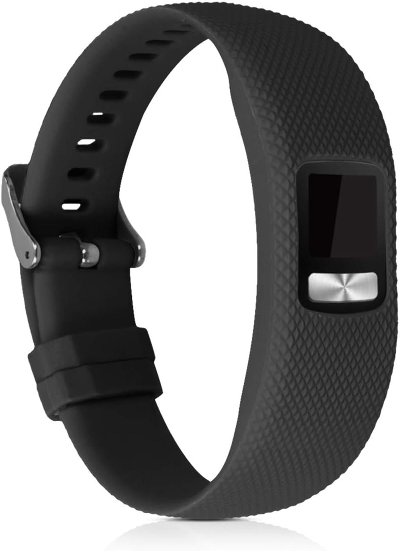 kwmobile 2x Straps for Garmin Vivofit 4 Watch Strap - Silicone Replacement Watch Strap Set - Replacement Bands Grey/Black - Image 3
