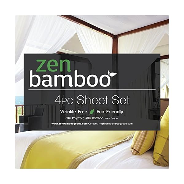 Zen Bamboo Luxury 1500 Series Bed Sheets EcoFriendly, Hypoallergenic