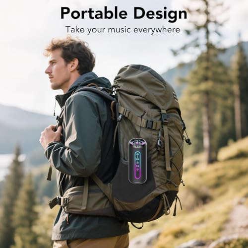Bluetooth Speaker 5.4, 25W Powerful Portable Bluetooth Speaker with Powerful Bass, 24H Battery Life, RGB Light, TWS Stereo Wireless Speaker, IPX7 Waterproof, Speaker for Parties Travel, AUX/TF