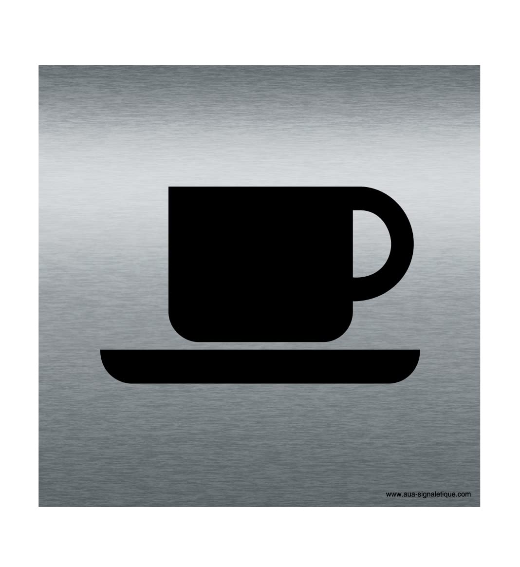 AUA SIGNALETIQUE - Plaque Aluminium Brossé Cafétéria - 130x130 mm