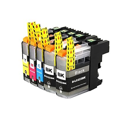 LCL kompatibel LC221 LC223 LC223BK LC223C LC223M LC223Y (5-Stück 2Schwarz/Cyan/Magenta/Gelb) Tintenpatrone kompatibel für Bro