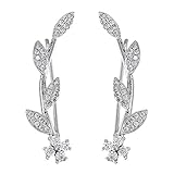 Ear Crawler Earrings Hypoallergenic Ear Climber Wrap Earrings CZ Small Leaf …