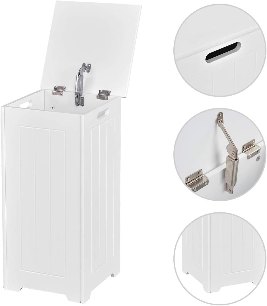 Costway Wooden Laundry Bin White Chest Storage Basket Cabinet Box With Smooth Painted Surface Large Storage Capacity Meet Daily Laundry Needs Laundry Bins