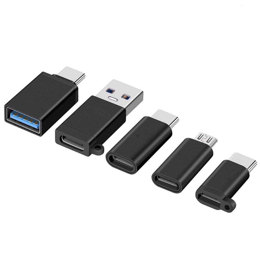 USB Type C Adapter,Micro USB to USB C Adapter,USB Type C to USB-A, USB C to USB 3.0 Adapter and more-5Pack Black