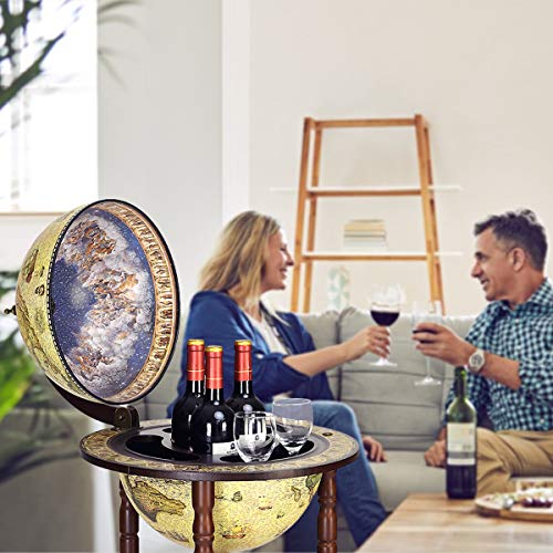 DREAMADE Globus Bar Barwagen, Weinregal auf Rollen, Minibar Globus Hausbar, Servierwagen mit Klassischem Design… – Bild 7