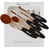 Becoyou Makeup Brushes Set Professional Oval Makeup Brush Cosmetic Brushes With Soft Toothbrush Shaped Design (Rose Gold)