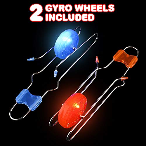 ArtCreativity Retro Light Up Gyro Wheels Toy- 2, 8.5 Inch Gyroscope Rail Twisters, Kids Classic Vintage Nostalgia Yoyo Sensory Fidget Toys, Christmas stocking stuffers for kids, Gift for boys & Girls,