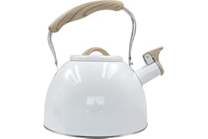 Awvlvwa Whistling Stovetop Tea Kettle, 3.2 Quart/3.0 Liter Stainless Steel, Food Grade Tea Pot for Stove Top, Tea Pot with Anti-Heat Handle, Anti-Rust, Suitable for All Heat Sources (Pure White)