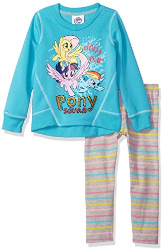 My Little Pony Little Girls' 2 Piece Fleece Pullover Set, Blue, 5