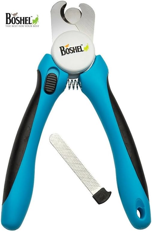 Dog Nail Clippers and Trimmer By Boshel - With Safety Guard to Avoid Over-cutting Nails & Free Nail File - Razor Sharp Blades - Sturdy Non Slip Handles - For Safe, Professional At Home Grooming