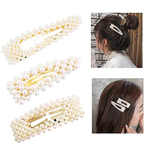 Amcami Pearl Hair Clips,Hair Barrettes Hair Pins,Wedding Bridal Artificial Pearl Hairpins Handmade Hair Accessories for Women Ladies Girls Thick Hair - Thumbnail 4