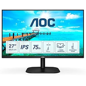 AOC 27B2DA - 27 Inch FHD Monitor, 75Hz, 4ms, IPS, LowBlue mode, Slim Design , FlickerFree, Speakers (1920x1080 @ 75Hz…