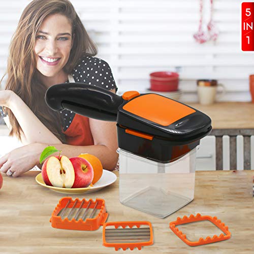 Vegetables Cutter, 5 In 1 Fruits Cutter Chopper Slicer Column Egg Cutter Crusher Perfect for Kitchen Cooking Xmas New Year Dinner Party (Orange)