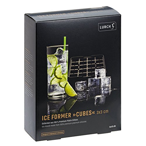Lurch ICE FORMER Premium Eisbereiter aus Silikon mit Deckel für 20 Eiswürfel in der Größe 3cm, Schwarz, Würfel – Bild 3