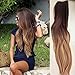 One Piece Clip in Hair Extensions Ombre Dip dye Dark brown to sandy blonde (straight)