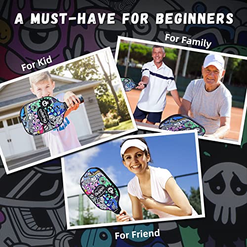 niupipo Pickleball Paddles, Pickleball Paddle Set of 2 w/ Honeycomb Core, Fiberglass Surface, 2 Durable Overgrips, 1 Bag, 4 Pickleball Balls , Pickleball Paddle for Outdoor & Indoor Family Games