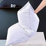 White Goose Feather Bed Pillow - 600 Thread Count Egyptian Cotton , Medium Firm,Soft Support Queen Size,White Solid,Package:include 1 pillow