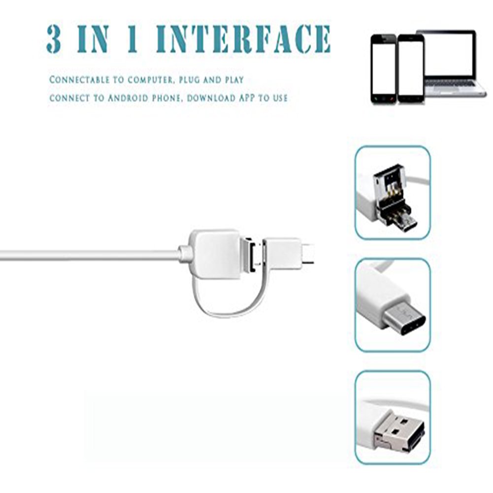 iPhone Ear Endoscope,HTLY SPR 3 in 1 USB Otoscope Visual Ear Wax Remover Tool with 6 Adjustable for iPhone, Android Cellphones,Windows PC and Mac,Waterproof HD Borescope.