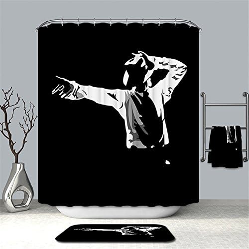 MIWANG Michael Jackson Flag Shower Curtain, Bathroom Waterproof Anti-Mildew Curtains Curtains Blocking Curtains, With 12 Hooks,W180*H180cm,100% Polyester Production