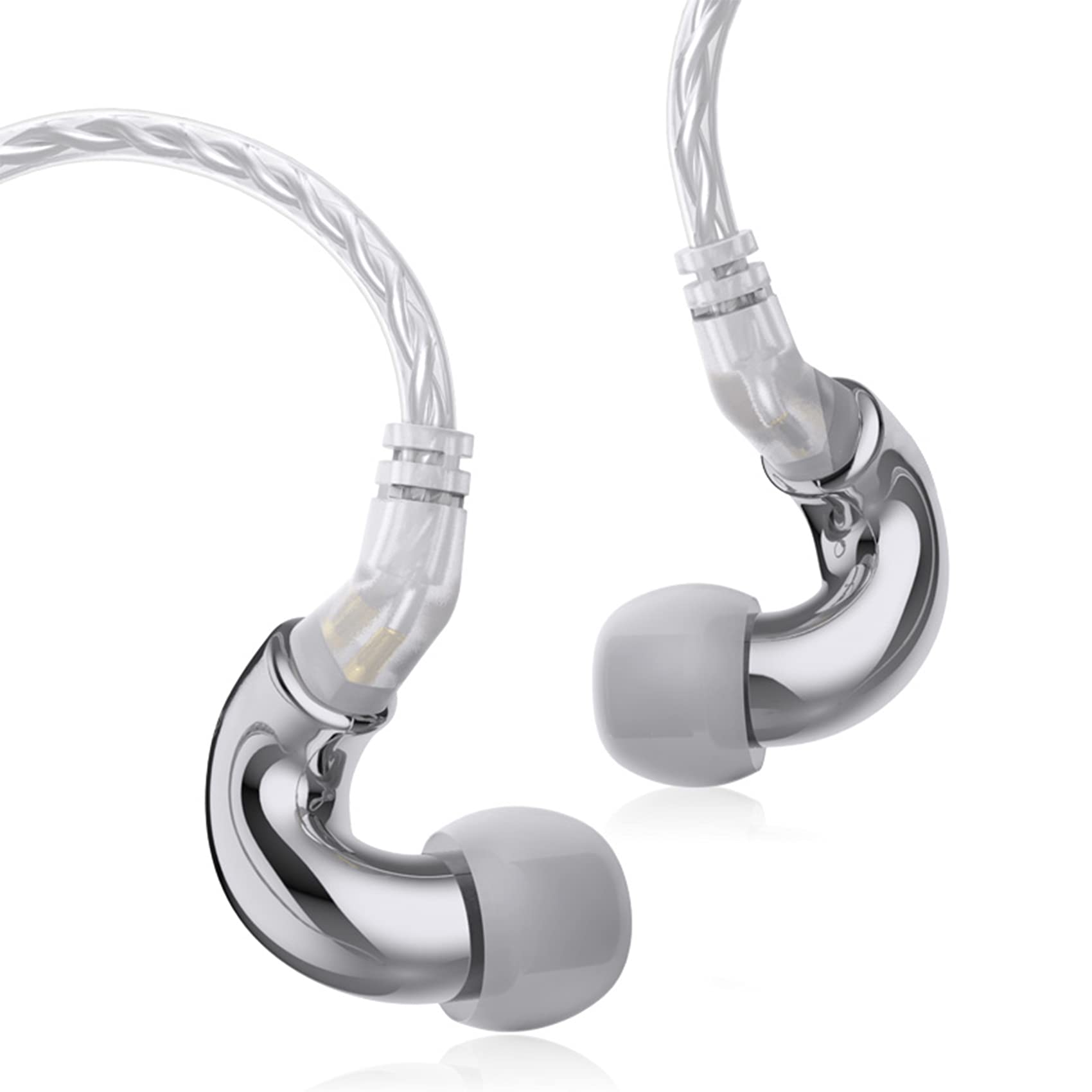 WGZBLON Mini in Ear Monitor, 6mm Lightweight Diaphragm Dynamic Driver HiFi Headphone Real Sound High-Definition Resolution Excellent Reduction Performance Speaker Earphone (No Mic, silver)