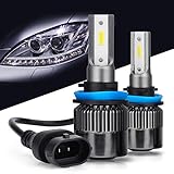 H11 LED Headlight Bulb, DOT Approved H11/H8/H9 LED Headlight Bulbs Conversion Kit, Single Beam Light Bulbs (High or Low), COB Chips-6000LM 6000K Xenon White (2 Pack)
