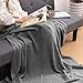 LANGRIA Throw Blanket Soft Decorative Knitted Blanket with Tassels Attractive Wavy Pattern Warm and Lightweight for Sofa Coach Bed at Home and Outdoor Machine Washable Eco-Friendly (50x60-Inch, Gray)