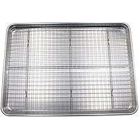 Checkered Chef Baking Sheet and Rack Set - Aluminum Cookie Sheet Tray/Half Sheet Pan for Baking with Stainless Steel…