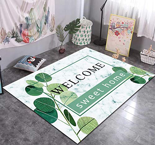 Bedruckter Teppich Mit Tropischem Grünem Laub, Moderne Fußmatte Für Den