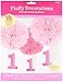 Amscan 1st Birthday Fluffy Decorations w/Danglers - Pink (180028)