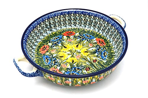 Click Here to See More Images Polish Pottery Baker - Round with Handles - Large - Unikat Signature U3753