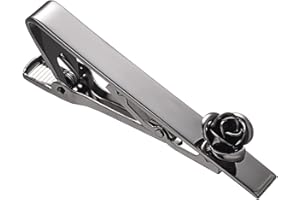 RunootPR Fun Tie Clips for Men Unique Silver Black Gold Cute Poker Pearl Rose Airplane Tie Bar Clip Party Wedding Holiday Novelty Jewelry with Box