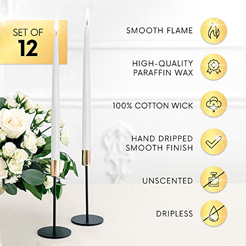 Dripless Taper Candles 10" Inch Tall Wedding Dinner Candle Set of 12 (Ivory) Pricepulse
