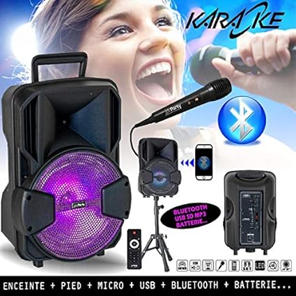 Sara Natale Se Karaoke.Set Karaoke Altoparlante Usb Sd Bluetooth Piede Microfono Batteria Ideale Regalo Di Natale Compleanno Pa Dj Sono Mix Led Light Amazon It Strumenti Musicali E Dj