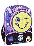 Emoji Girls Backpack with Detachable Insulated Sequin Lunch Bag