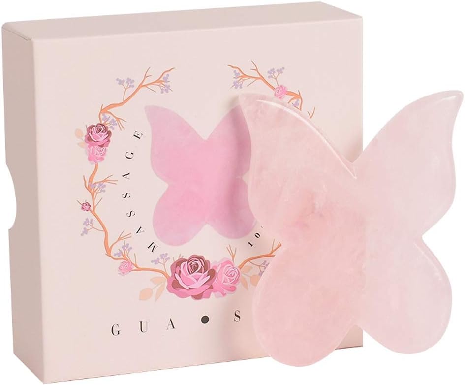 JYEMDV Jade Scraping Massage Tool Butterfly Shape Facial Beauty Gua Sha Natural Stone Scraper Acupressure