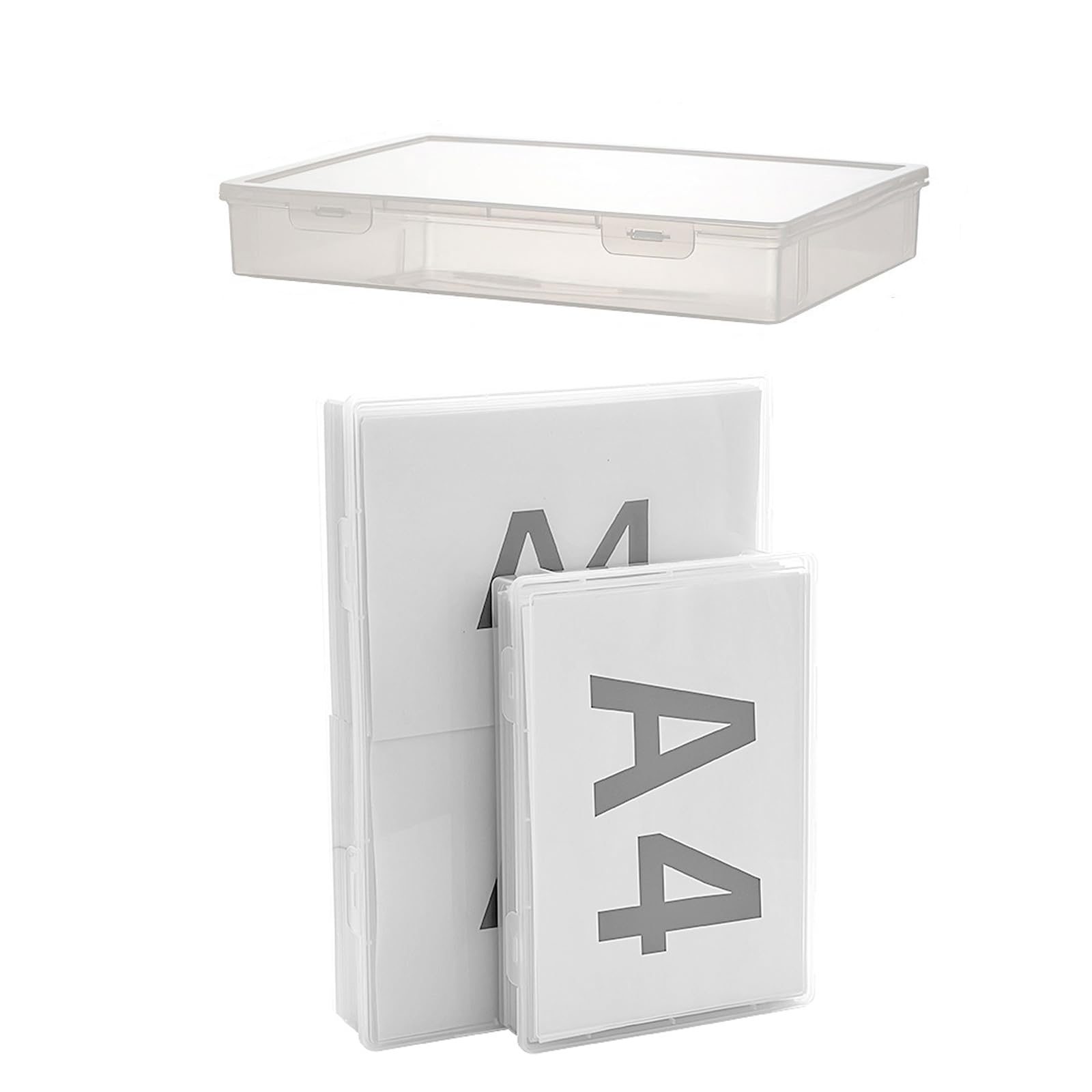 KBCYRT A4 Paper Storage Box - Clear Plastic File Organizer Case for Documents, Magazines, Notebooks - Document Protector