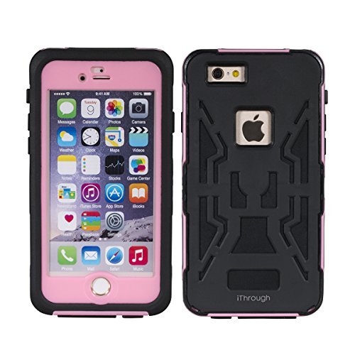 iPhone 6S Waterproof Case, iThrough iPhone 6 Waterproof Case, Dust Proof, Snow Proof, Shock Proof, Heavy Duty Full Body Protective Carrying Case, Hard Bumper Cover for iPhone 6S, iPhone 6 (Pink) - Thumbnail 2