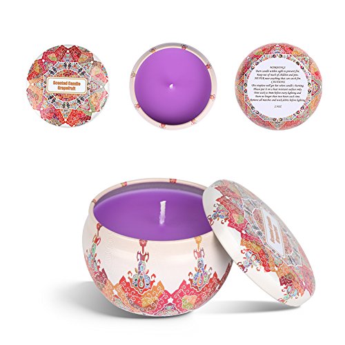 Laluztop Scented Candles Gift Set(Jasmine, Grapefruit,Peach & Lotus) 100% Soy Candles Scented and Organic Candles, Pretty Small Mini Massage Relaxing Travel Tin Aromatherapy Candles 4 Pack
