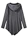 AMZ PLUS Women Large Size Hoodie Coat Irregular Sweatshirt Jacket Dark Grey 3XL