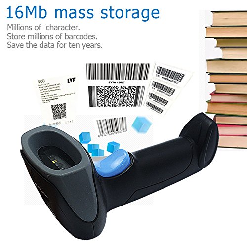 NYEAR Handheld Wireless and Wired Two in one USB Barcode Scanner, 1D Handheld Inventory Laser Bar Code Reader with Automatic Continuous Scan for Computer Windows with USB Cable with APP Support