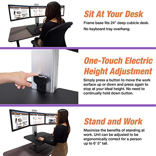 Victor SitStand Desk, Triple Monitor, Black W/Aluminum Pricepulse